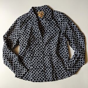 Vintage Y2k Investments Black And White Diamond Pattern Button Down Shirt